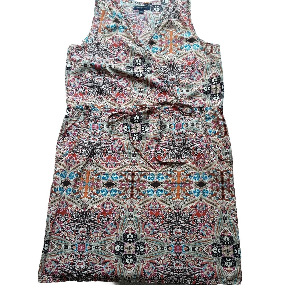 Banana Republic Factory Store floral Casual Dress 10 Sleeveless Drawstring Waist